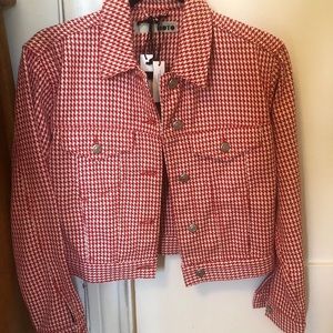 Topshop Red Houndstooth Jacket | US 2 UK 6